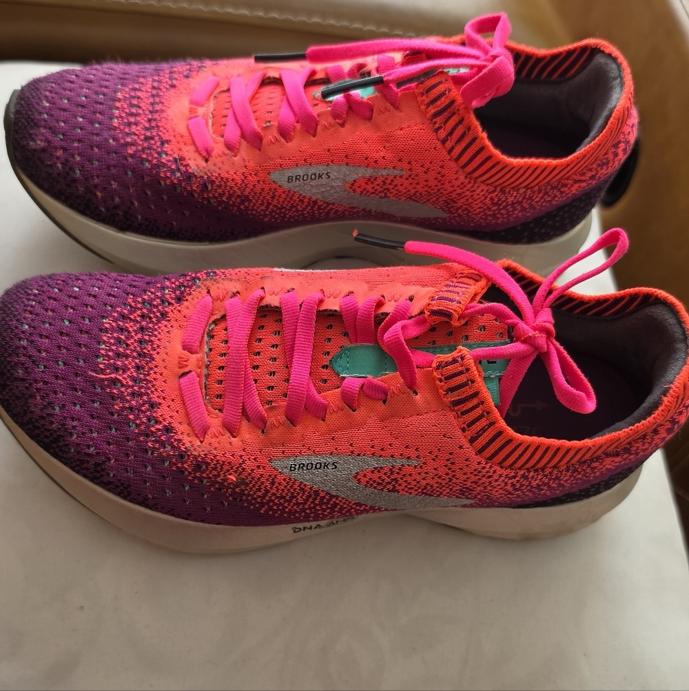 Brooks Hot Pink and Purple Knit Running Shoes